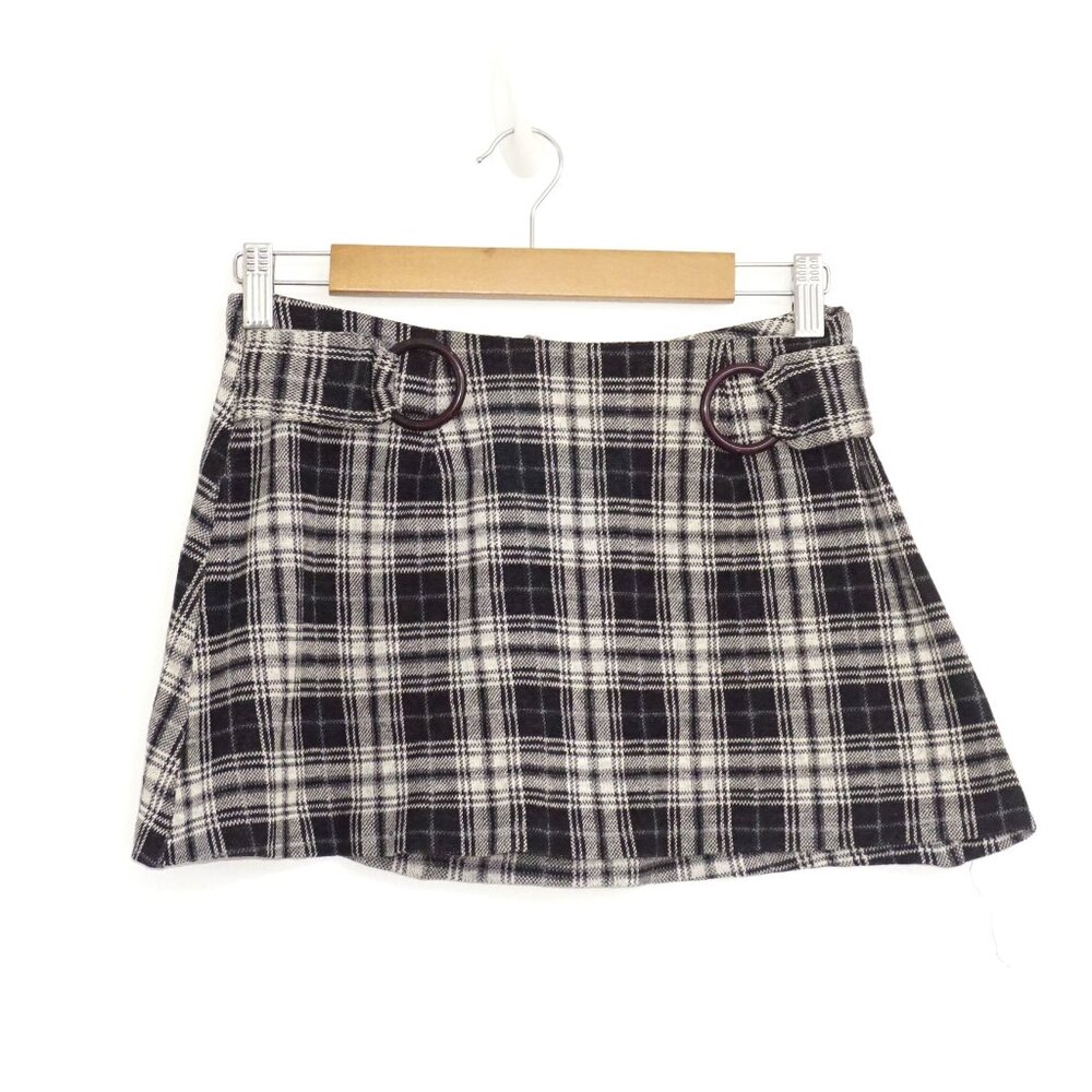 Vintage 90s Low Rise Plaid Grunge Mini Skirt S